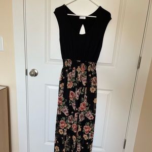 Black and Floral Maxi Dress